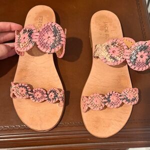 Jack Rogers Pink and Black Woven Sandals
